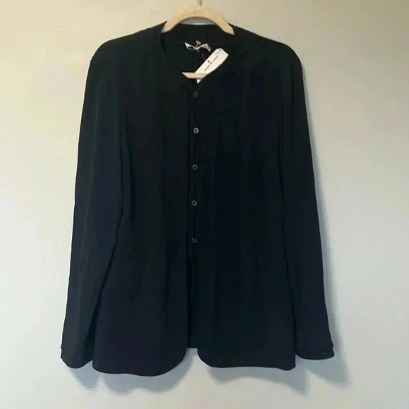 NWT  Giorgio Armani Mani silk blend black button blouse jacket - Picture 1 of 8
